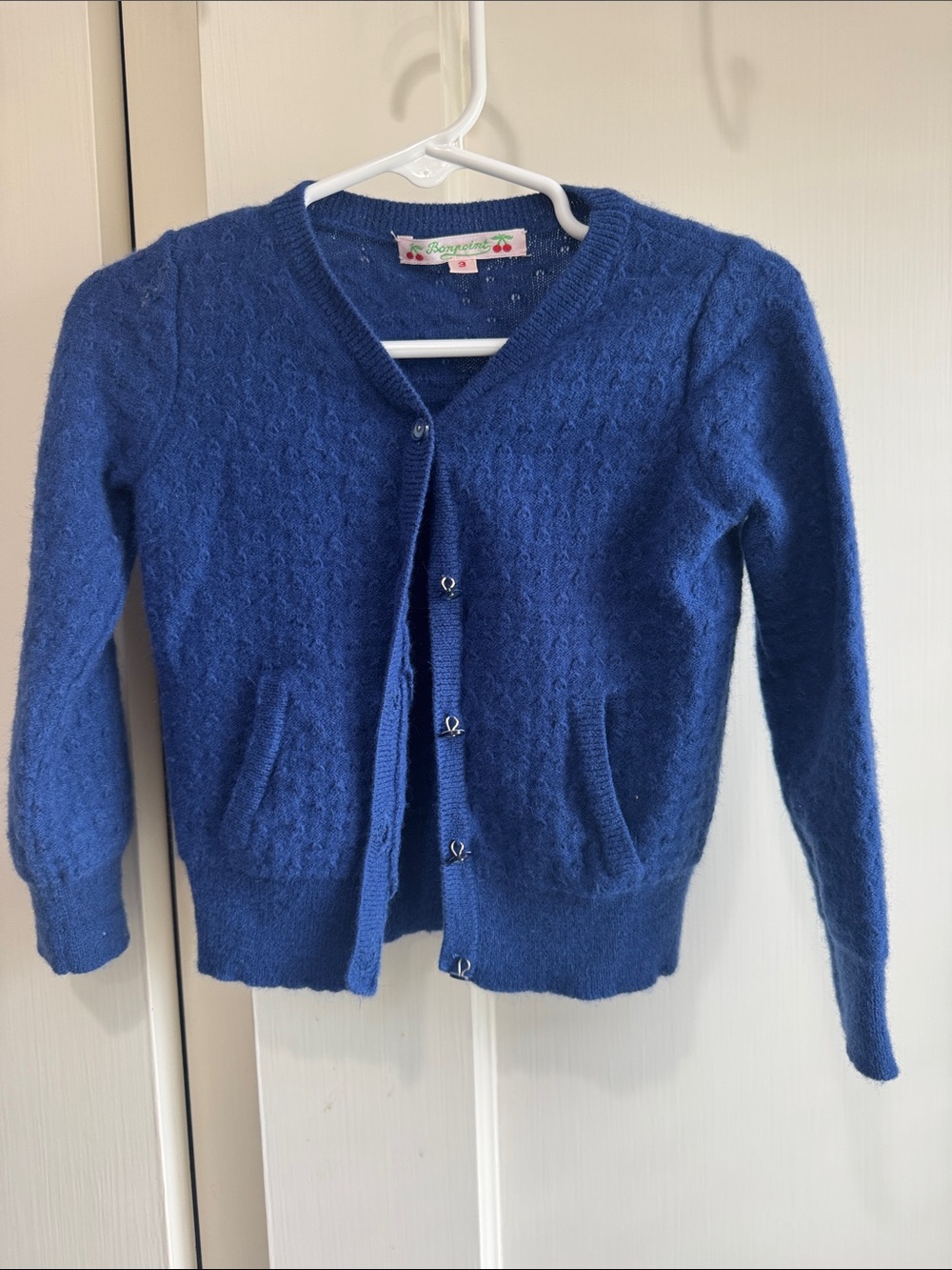 Bonpoint Royal Blue Knit Cardigan